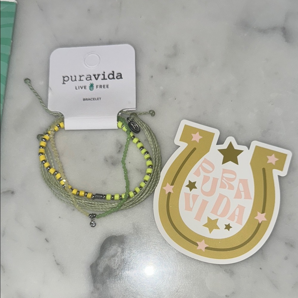 Pura Vida Green and Yellow  Bracelet
